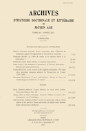 Archives d'histoire doctrinale et littéraire du Moyen Âge, t. 88, 2021
